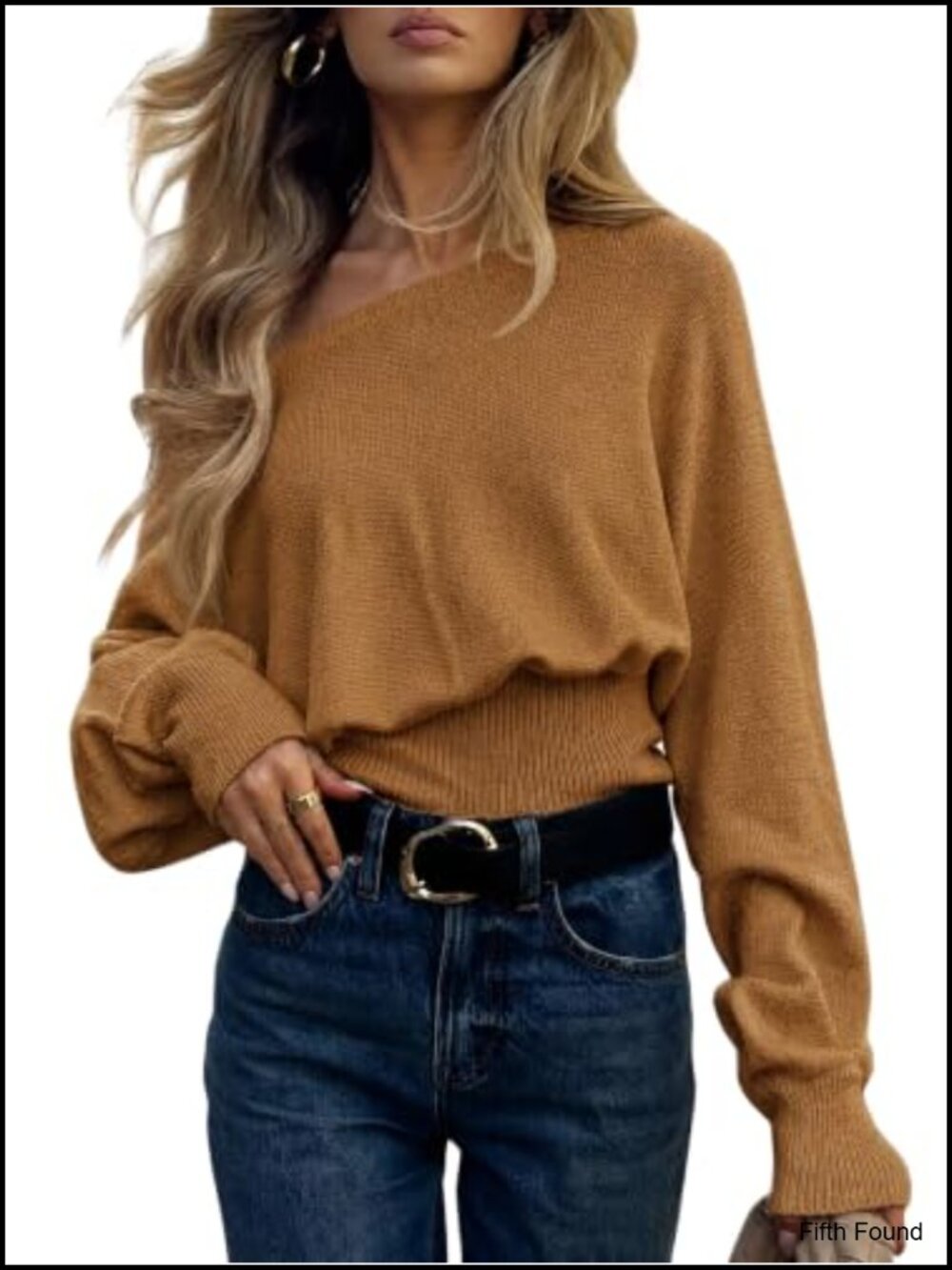 Off Shoulder Sweater Asymmetrical Batwing Long Sleeve Pullover